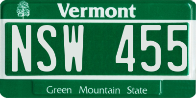VT license plate NSW455