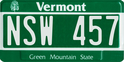 VT license plate NSW457