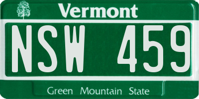 VT license plate NSW459