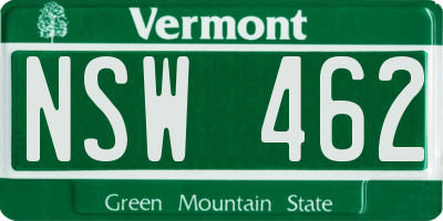 VT license plate NSW462