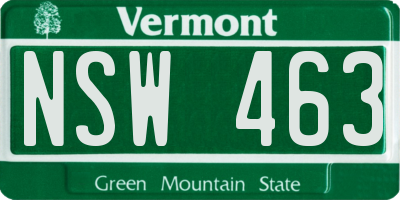 VT license plate NSW463