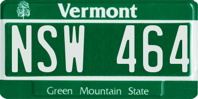 VT license plate NSW464