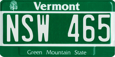 VT license plate NSW465
