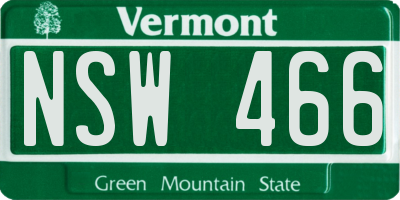 VT license plate NSW466