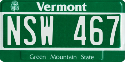 VT license plate NSW467