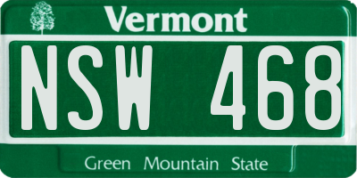 VT license plate NSW468