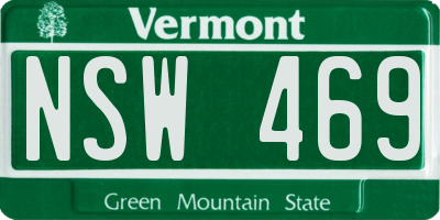 VT license plate NSW469