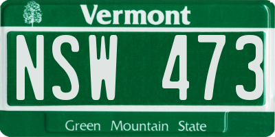 VT license plate NSW473