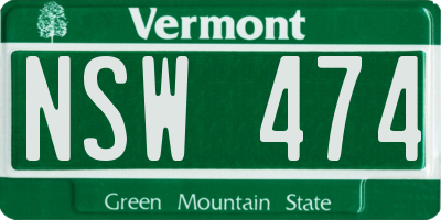 VT license plate NSW474