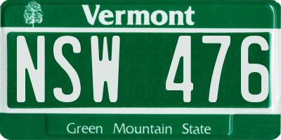 VT license plate NSW476
