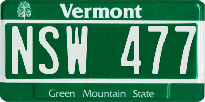 VT license plate NSW477