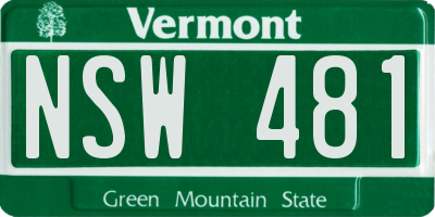 VT license plate NSW481