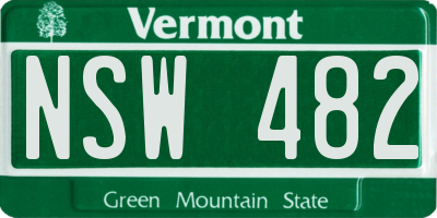 VT license plate NSW482