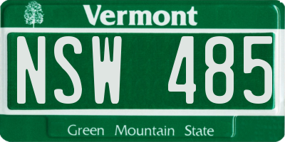 VT license plate NSW485