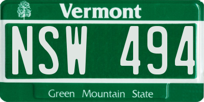VT license plate NSW494