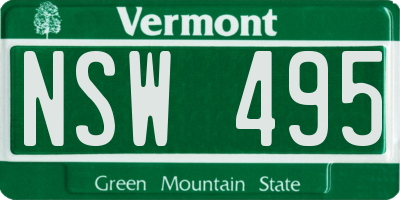 VT license plate NSW495