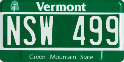 VT license plate NSW499