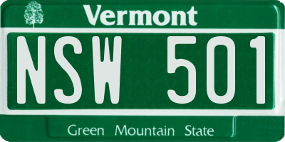 VT license plate NSW501