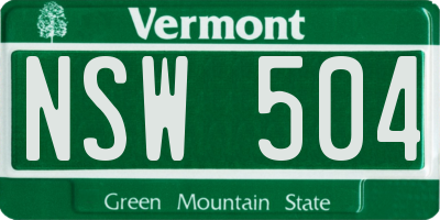 VT license plate NSW504