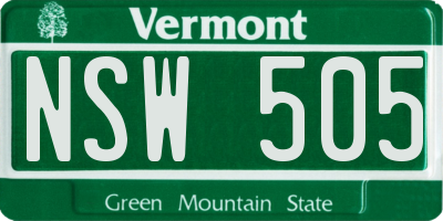 VT license plate NSW505