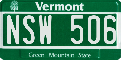 VT license plate NSW506