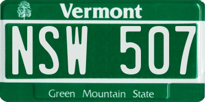 VT license plate NSW507