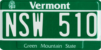VT license plate NSW510