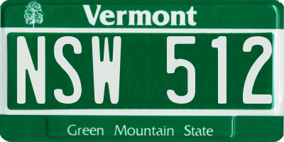 VT license plate NSW512