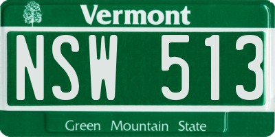 VT license plate NSW513