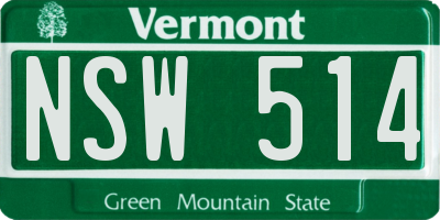 VT license plate NSW514