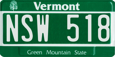 VT license plate NSW518