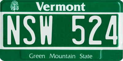 VT license plate NSW524