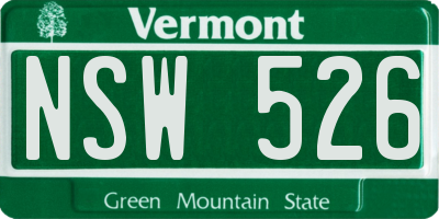 VT license plate NSW526