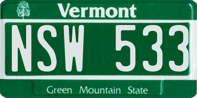VT license plate NSW533