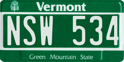 VT license plate NSW534
