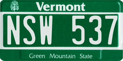 VT license plate NSW537
