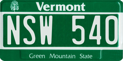VT license plate NSW540