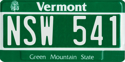 VT license plate NSW541
