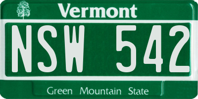 VT license plate NSW542