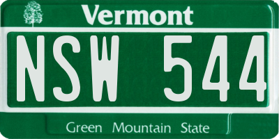 VT license plate NSW544