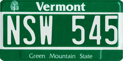 VT license plate NSW545