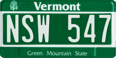 VT license plate NSW547
