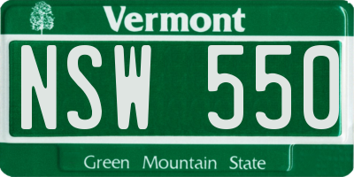 VT license plate NSW550