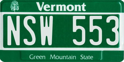 VT license plate NSW553