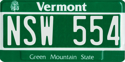 VT license plate NSW554