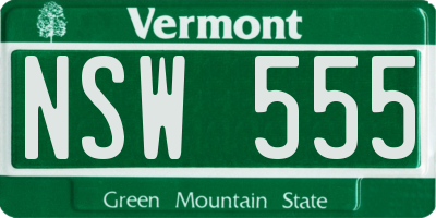 VT license plate NSW555