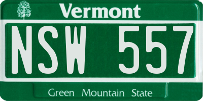 VT license plate NSW557