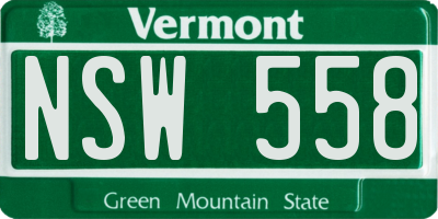VT license plate NSW558