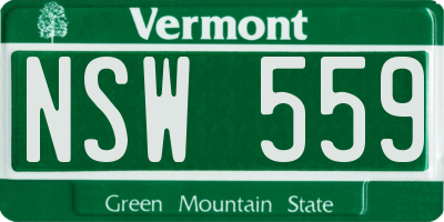 VT license plate NSW559