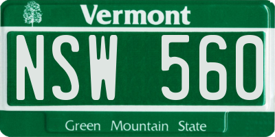 VT license plate NSW560